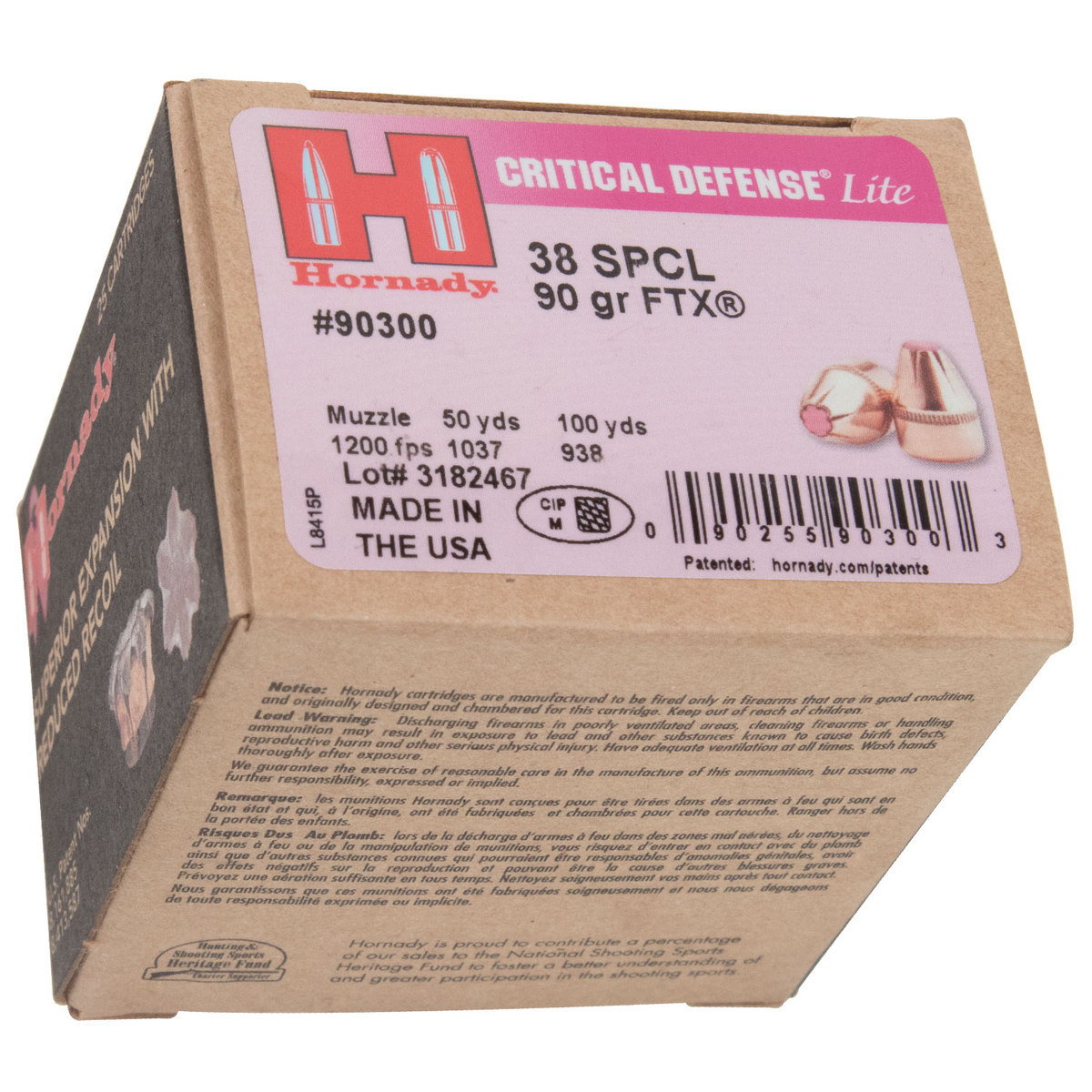 Hornady Critical Defense Lite 38 Special 90gr FTX Handgun Ammo - 25 Rounds Hornady Critical Defense Lite 38 Special 90gr FTX Handgun Ammo - 25 Rounds