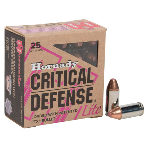 Hornady Critical Defense Lite 9mm Luger 100gr FTX Handgun Ammo Ammo - 25 Rounds 25 Rounds Ammo