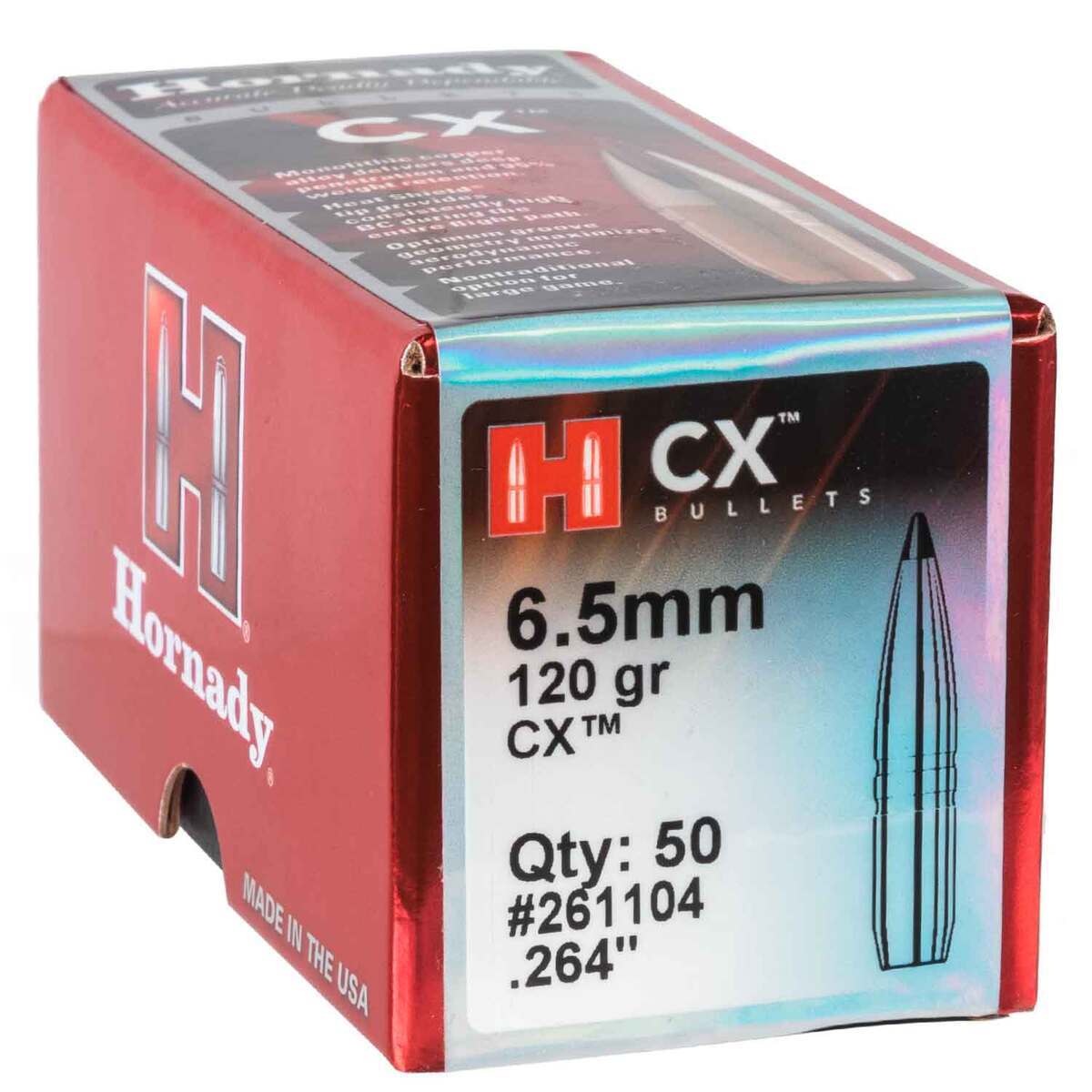 Hornady CX 264 Caliber/6.5mm 120gr Reloading Bullets 50 Rounds