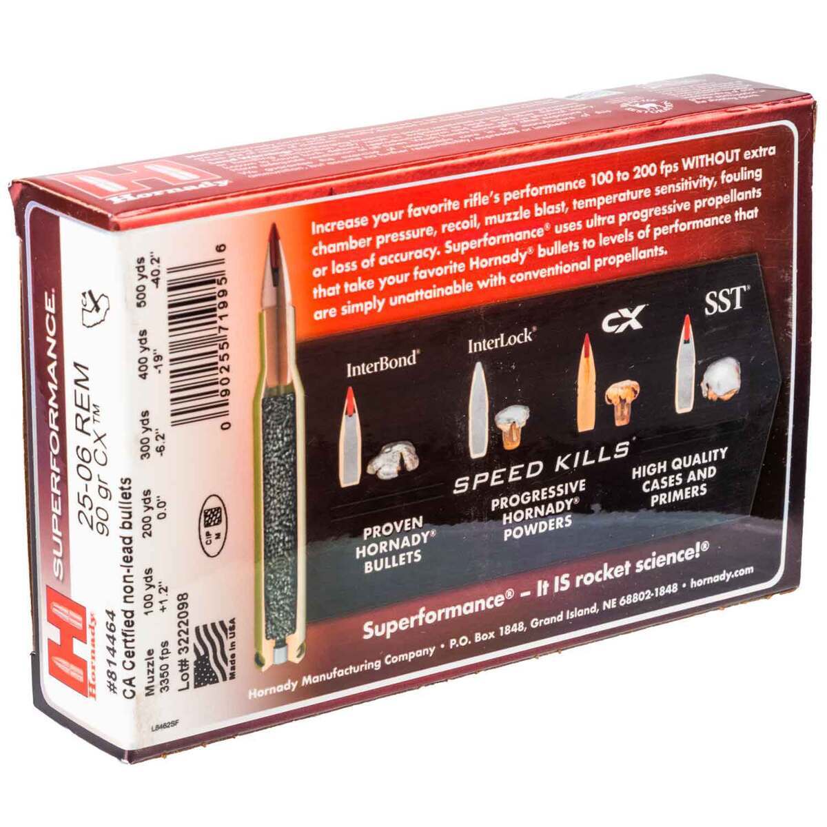 Hornady CX Superformance 25-06 Remington 90gr Rifle Ammo - 20 Rounds Hornady CX Superformance 25-06 Remington 90gr Rifle Ammo - 20 Rounds