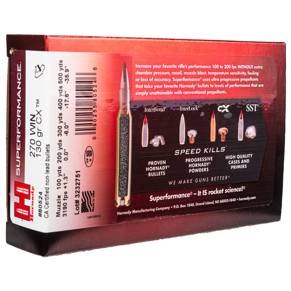Hornady CX Superformance 270 Winchester 130gr Rifle Ammo - 20 Rounds Hornady CX Superformance 270 Winchester 130gr Rifle Ammo - 20 Rounds