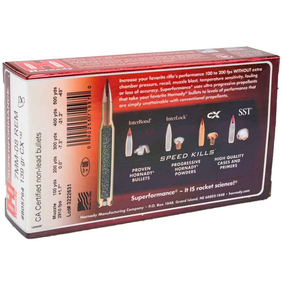 Hornady CX Superformance 7mm-08 Remington 139gr Rifle Ammo - 20 Rounds Hornady CX Superformance 7mm-08 Remington 139gr Rifle Ammo - 20 Rounds