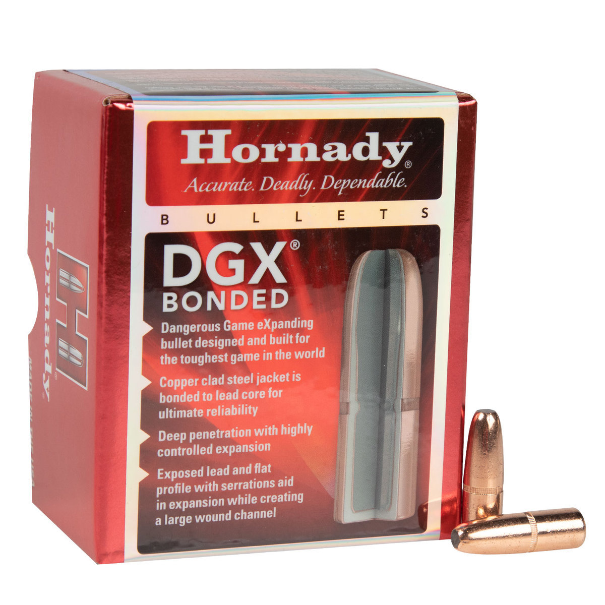 Hornady DGX Bonded 375 Cal/.375in DGX Bonded 300gr Reloading Bullets - 50 Count Hornady DGX Bonded 375 Cal/.375in DGX Bonded 300gr Reloading Bullets - 50 Count