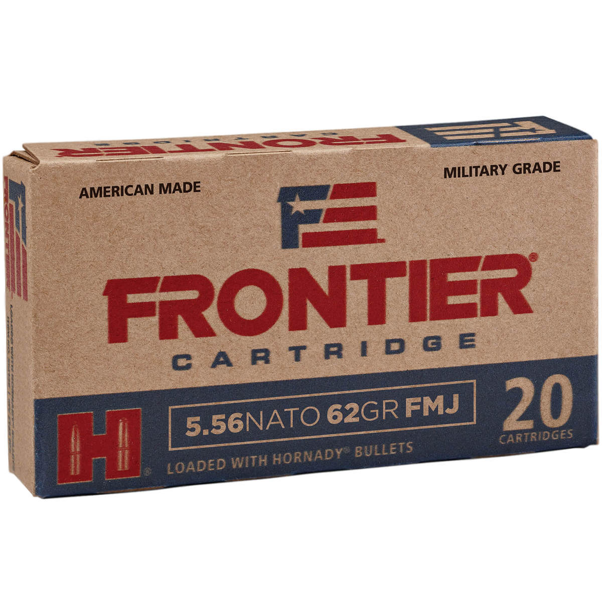 Hornady Frontier 5.56mm NATO 62gr FMJ Rifle Ammo - 20 Rounds Hornady Frontier 5.56mm NATO 62gr FMJ Rifle Ammo - 20 Rounds