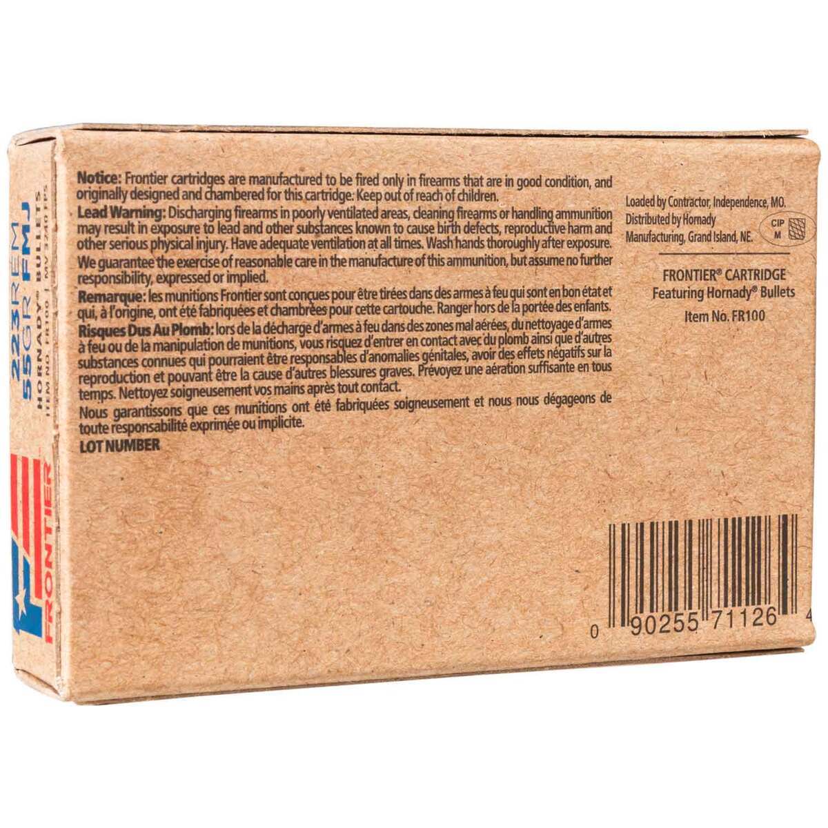 Hornady Frontier 223 Remington 55gr FMJ Rifle Ammo - 20 Rounds Hornady Frontier 223 Remington 55gr FMJ Rifle Ammo - 20 Rounds