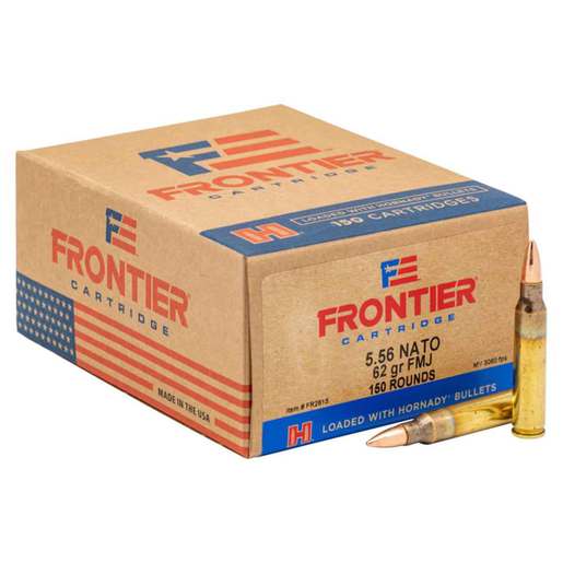 Hornady Frontier 5.56mm NATO 62gr FMJ Rifle Ammo Ammo - 150 Rounds 150 Rounds Ammo