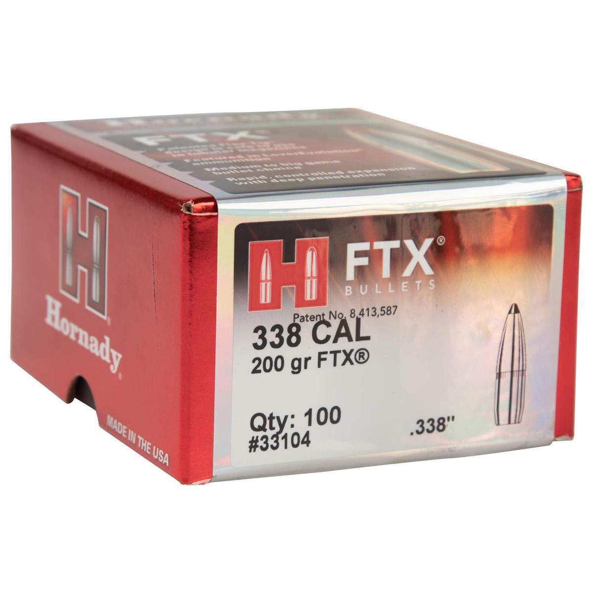 Hornady FTX 338 Cal/.338in (338 Marlin Express) FTX 200gr Reloading Bullets - 100 Count Hornady FTX 338 Cal/.338in (338 Marlin Express) FTX 200gr Reloading Bullets - 100 Count