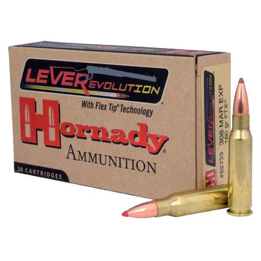 Hornady LEVERevolution 308 Marlin Express 160gr FTX Rifle Ammo Ammo - 20 Rounds 20 Rounds Ammo