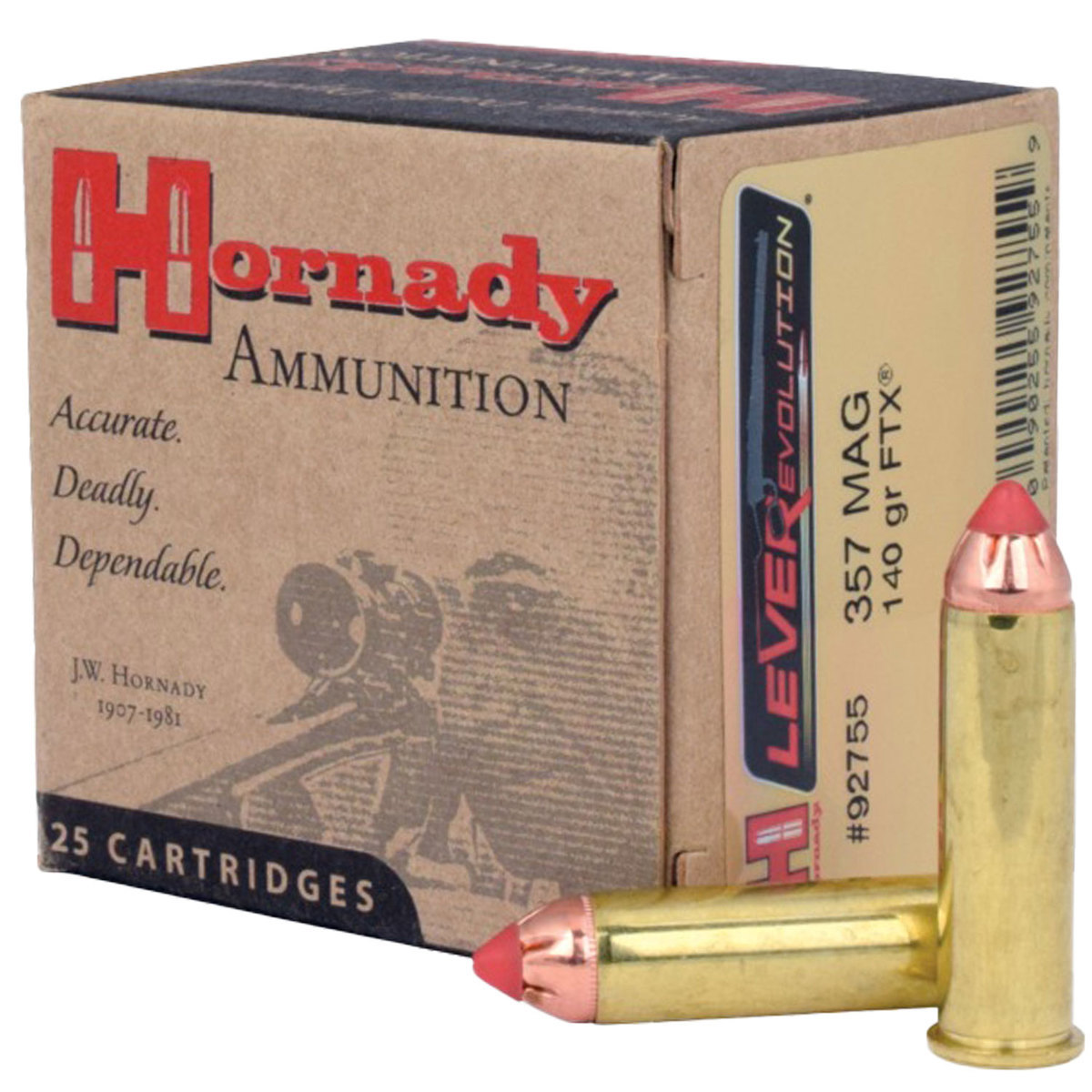 Hornady LEVERevolution 357 Magnum 140gr FTX Handgun Ammo - 25 Rounds ...