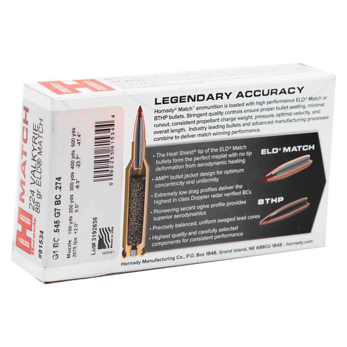 Hornady Match 224 Valkyrie 88gr ELD Match Rifle Ammo - 20 Rounds Hornady Match 224 Valkyrie 88gr ELD Match Rifle Ammo - 20 Rounds