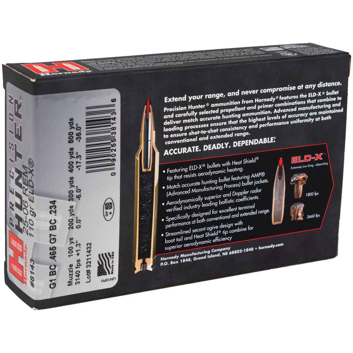 Hornady Precision Hunter 25-06 Remington 110gr ELD-X Rifle Ammo - 20 Rounds Hornady Precision Hunter 25-06 Remington 110gr ELD-X Rifle Ammo - 20 Rounds