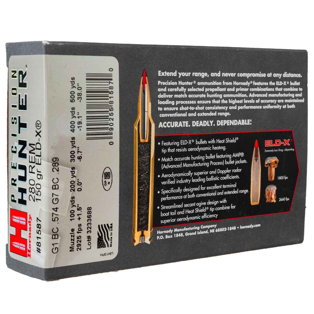 Hornady Precision Hunter 280 Remington 150gr ELD-X Rifle Ammo - 20 Rounds Hornady Precision Hunter 280 Remington 150gr ELD-X Rifle Ammo - 20 Rounds