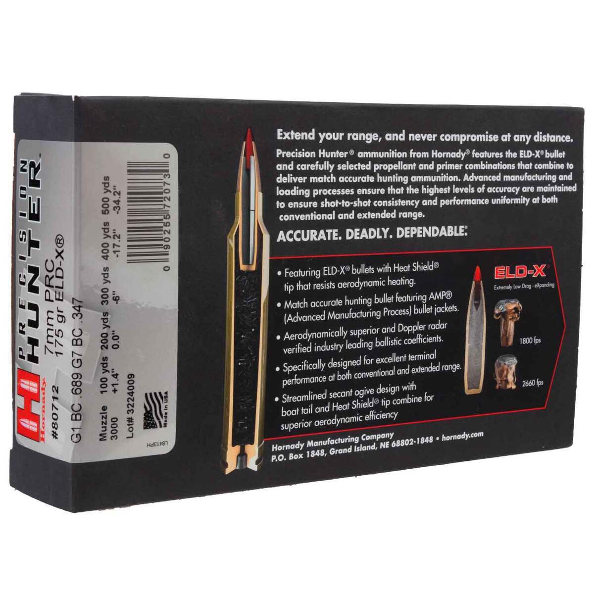 Hornady Precision Hunter 7mm PRC 175gr ELD-X Rifle Ammo - 20 Rounds Hornady Precision Hunter 7mm PRC 175gr ELD-X Rifle Ammo - 20 Rounds