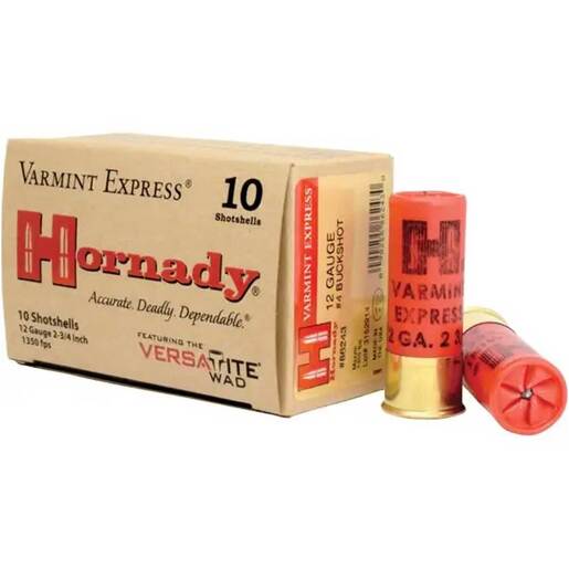 Hornady Varmint Express 12 Gauge 2 3/4in #4 Buckshot Shotshells – 10 Rounds – #4