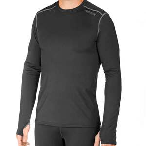 Hot Chillys Men's Micro-Elite Chamois Crewneck Long Sleeve Base Layer Shirt - Black - XXL