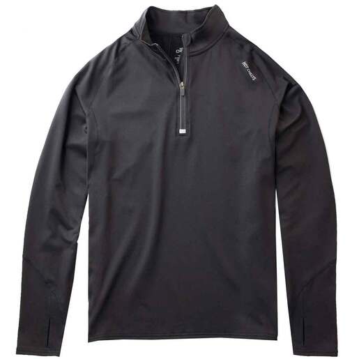 Hot Chillys Men's Micro-Elite Chamois Zone Quarter Zip Long Sleeve Base Layer Shirt - Black XXL - Hot Chillys