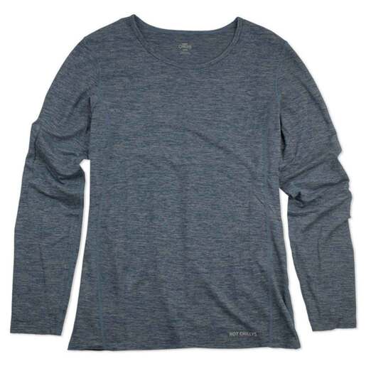 Hot Chillys Women's Clima-Tek Crewneck Base Layer Shirt - Nightfall Heather S - Hot Chillys