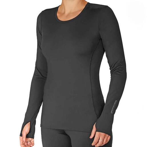 Hot Chillys Women's Micro-Elite Chamois Crewneck Long Sleeve Base Layer Shirt - Black XL - Hot Chillys