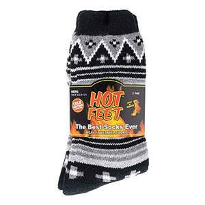 Hot Feet Men's 2-Pack Thermal Mid Calf Socks - Native Fair Isle - L