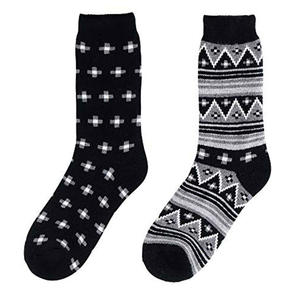 Hot Feet Men's 2-Pack Thermal Mid Calf Socks - Native Fair Isle - L ...