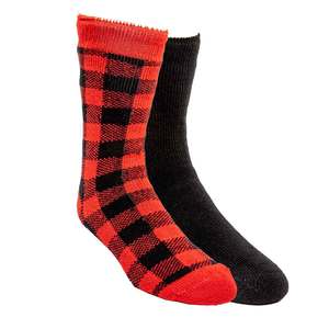 Hot Feet Men's Buffalo Plaid 2 Pack Winter Socks - Red/Black - L