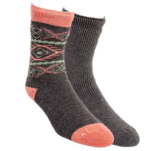 Hot Feet Women's Native Thermal 2 Pack Winter Socks - Fairisle Gray - M
