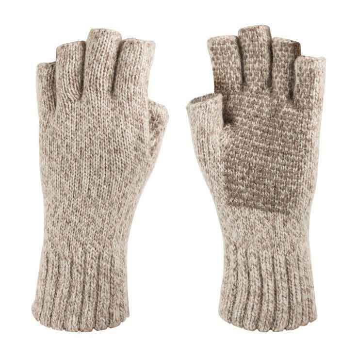 Hot Shot Ragg Wool Pop Top Fingerless Glove Oatmeal