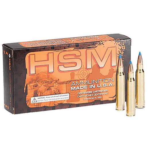HSM Ammunition Hornaday V-Max Supersonic Varmint 22-250 Remington 55gr Polymer Tip Rifle Ammo Ammo - 20 Rounds 20 Rounds Ammo