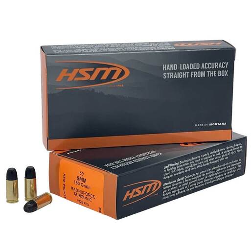 HSM Ammunition Magnuforce Subsonic 9mm Luger 180gr Flat Nose Handgun Ammunition Ammo - 20 Rounds 20 Rounds Ammo
