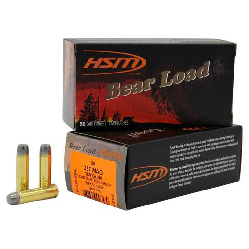 HSM Bear Load 357 Magnum 180gr RNFP Handgun Ammo Ammo - 50 Rounds 50 Rounds Ammo