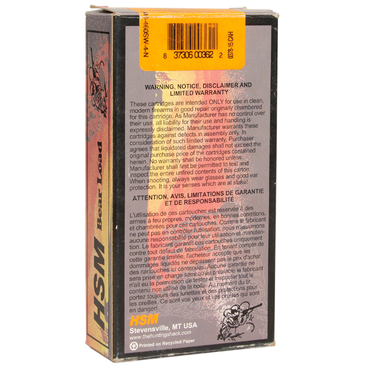 HSM Bear Load 460 S&W 325gr WFN Handgun Ammo - 20 Rounds HSM Bear Load 460 S&W 325gr WFN Handgun Ammo - 20 Rounds