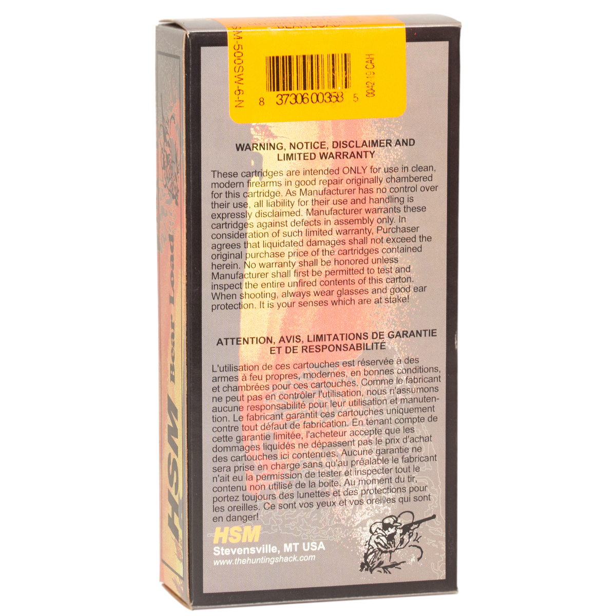 HSM Bear Load 500 S&W 440gr WFN Handgun Ammo - 20 Rounds HSM Bear Load 500 S&W 440gr WFN Handgun Ammo - 20 Rounds