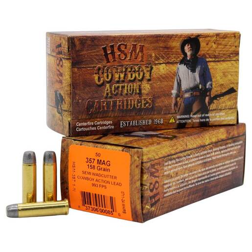 HSM Cowboy Action 357 Magnum 158gr SWC Handgun Ammo Ammo - 50 Rounds 50 Rounds Ammo