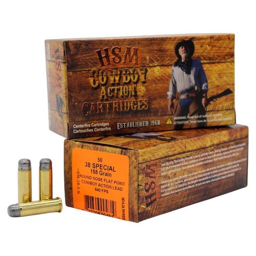 HSM Cowboy Action 38 Special 158gr RNFP Handgun Ammo – 50 Rounds