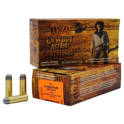 HSM Cowboy Action 44 Magnum 200gr RNFP Handgun Ammo – 50 Rounds