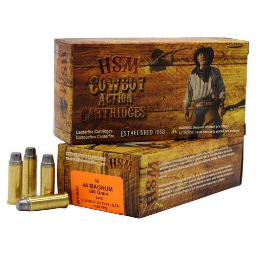 HSM Cowboy Action 44 Magnum 240gr SWC Handgun Ammo – 50 Rounds