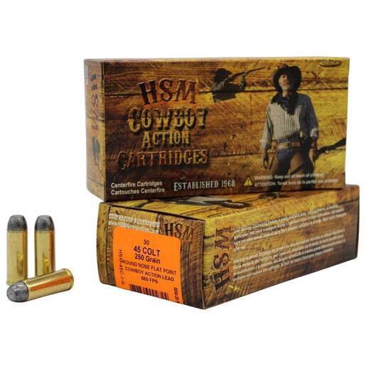 HSM Cowboy Action 45 (Long) Colt 250gr RNFP Handgun Ammo – 50 Rounds