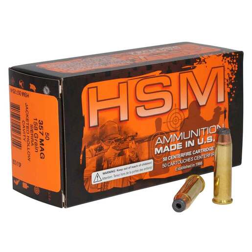 HSM Pro Pistol 357 Magnum 158Gr JHC Handgun Ammo Ammo - 50 Rounds 50 Rounds Ammo