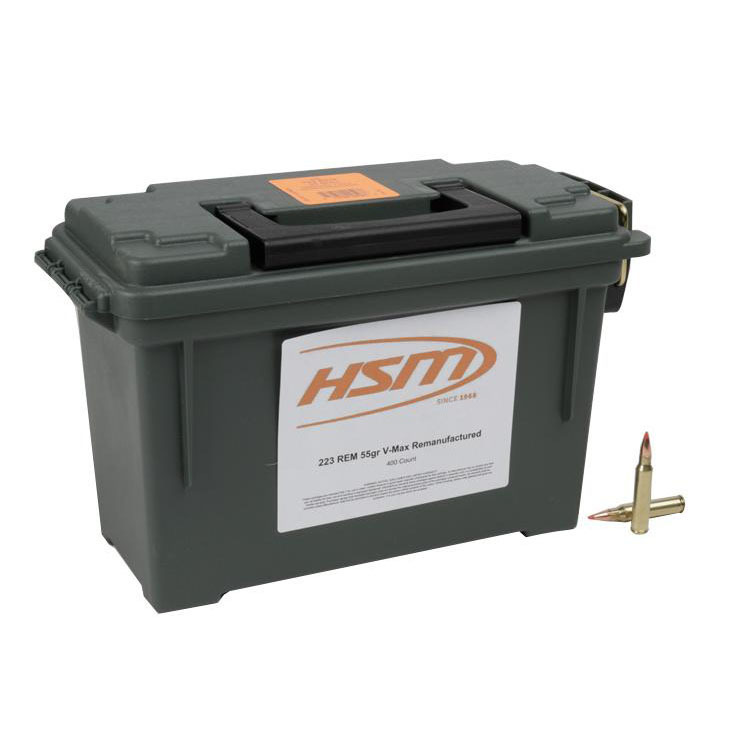 HSM Remanufactured 223 Remington 55gr FMJ Rifle Ammo - 50 Rounds HSM Remanufactured 223 Remington 55gr FMJ Rifle Ammo - 50 Rounds
