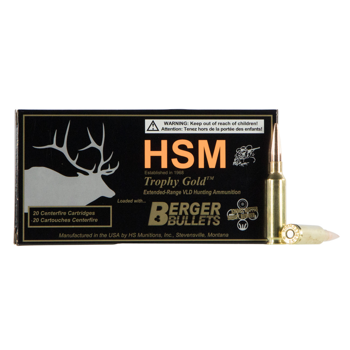 HSM Trophy Gold 6.5 Creedmoor 130gr VLD Rifle Ammo - 20 Rounds HSM Trophy Gold 6.5 Creedmoor 130gr VLD Rifle Ammo - 20 Rounds