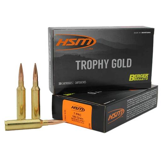 HSM Trophy Gold 7mm PRC 180gr VLD Rifle Ammo – 20 Rounds