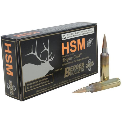 HSM Trophy Gold 308 Winchester 168gr VLD Rifle Ammo Ammo - 20 Rounds 20 Rounds Ammo