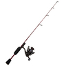 HT Enterprises Polar Fire Red Zone Ice Fishing Rod and Reel Combo - 28in, Medium Light Power  - Red
