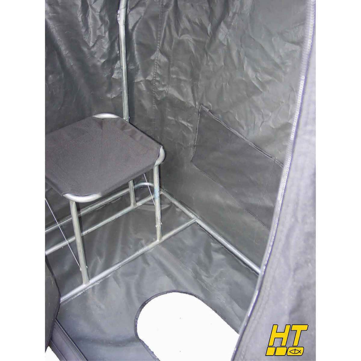 HT Enterprises Quick Shak - All in 1 Unit with Chair Hub Ice Fishing Shelter - Black HT Enterprises Quick Shak - All in 1 Unit with Chair Hub Ice Fishing Shelter - Black