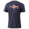 Huk Men's Fish Flag Americana Short Sleeve Shirt - Sargasso Sea Heather - M - Sargasso Sea Heather M