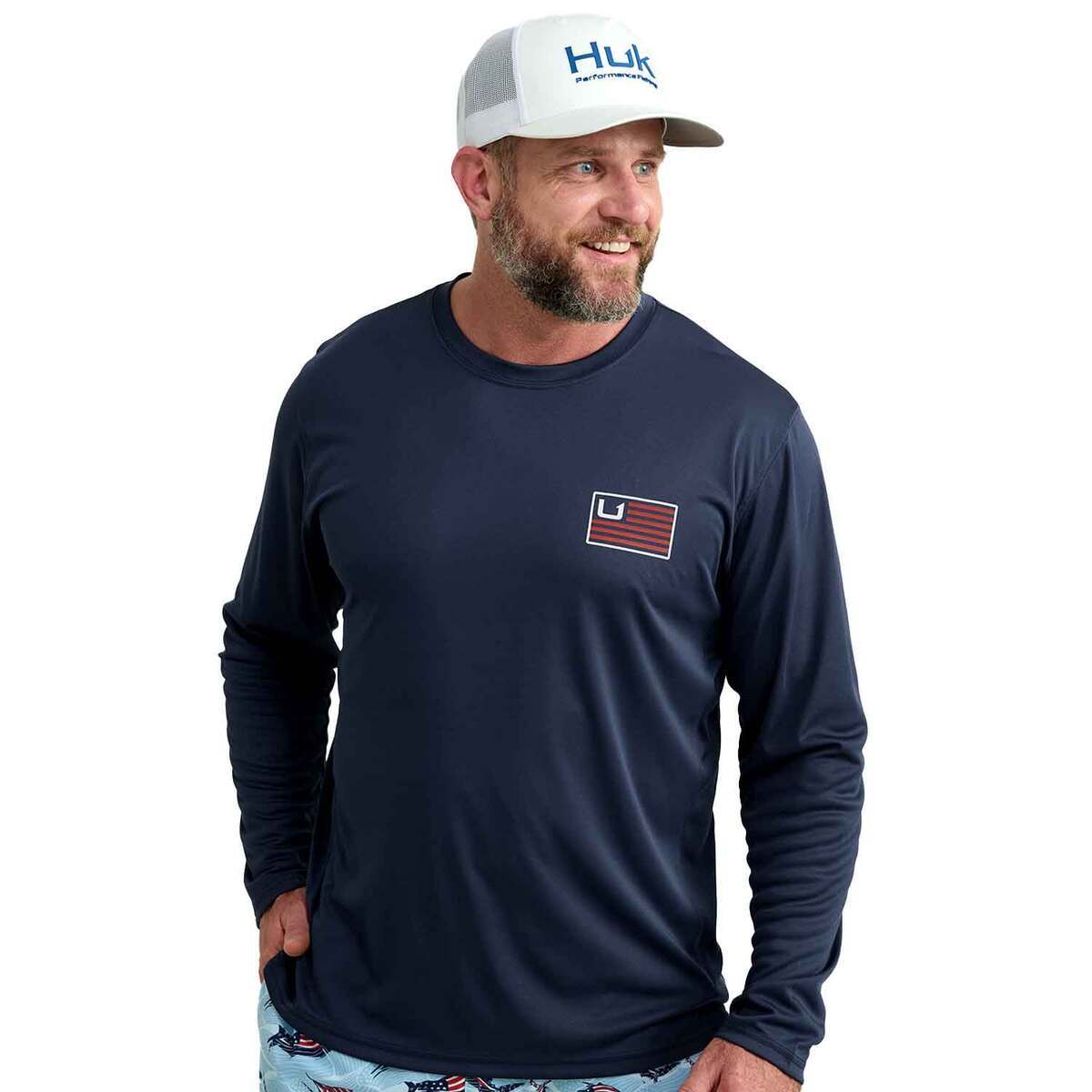 Huk Men's Huk And Bars Pursuit Performance Long Sleeve Fishing Shirt Huk Men's Huk And Bars Pursuit Performance Long Sleeve Fishing Shirt