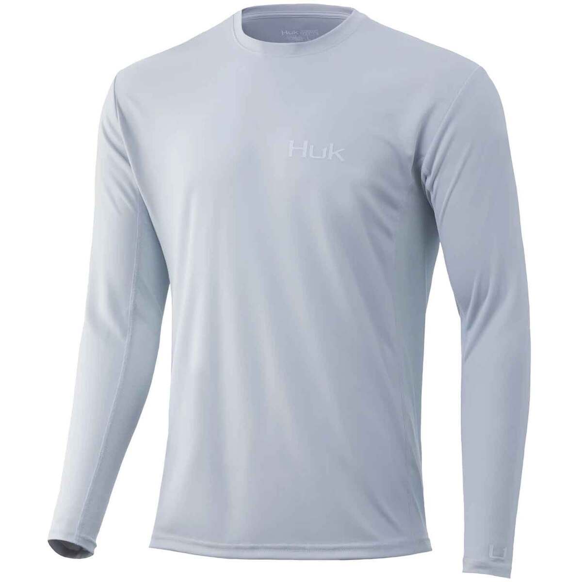 Men's HUK Icon X Long Sleeve Camo Fishing Shirt White Gray Medium