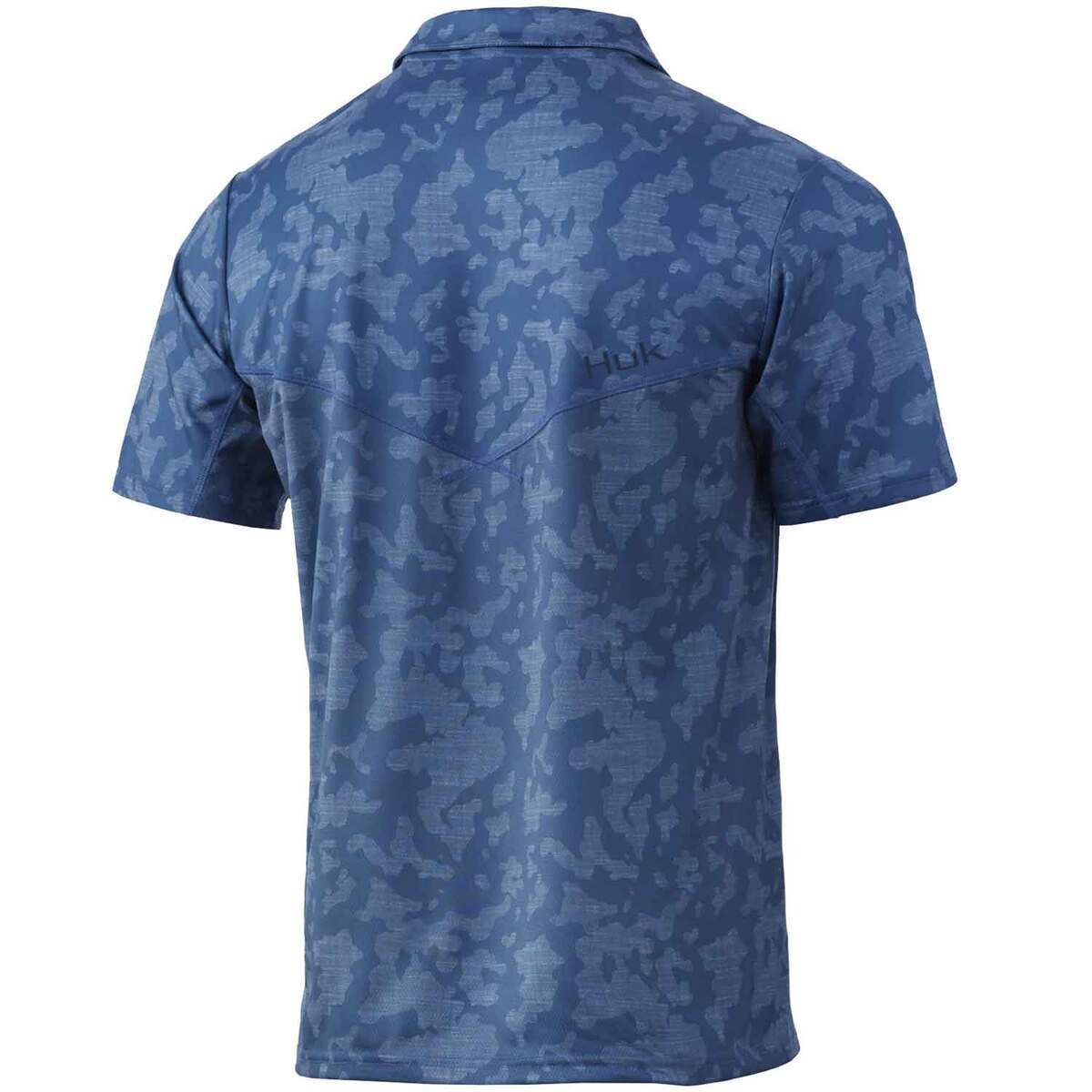 Huk Men's Icon X Running Lakes Polo Short Sleeve Fishing Shirt - Titanium Blue - M - Titanium Blue M Huk Men's Icon X Running Lakes Polo Short Sleeve Fishing Shirt - Titanium Blue - M - Titanium Blue M