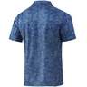 Huk Men's Icon X Running Lakes Polo Short Sleeve Fishing Shirt - Titanium Blue - M - Titanium Blue M