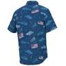 Huk Men's Kona Fish And Flags Short Sleeve Fishing Shirt